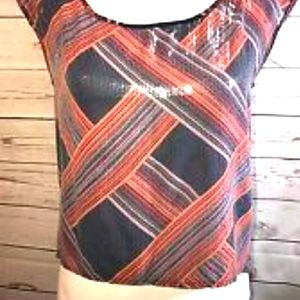 AMERICAN RAG Sheer Back Sequined Hi-low Top